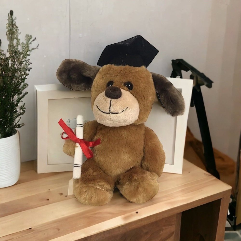 Dan Dee Collectors Brown Graduation Teddy Bear Stuffed Animal Plush Tassel 9"